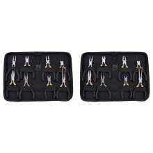 16PCs Pliers Set, Long Nose with Teeth, Flat Jaw, Round Curve Needle Diagonal Nose Wire End Cutter Linesman Plier