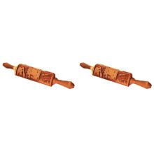 2X Nativity Pattern Xmas Christmas Wooden Embossing Rolling Pin with 9 Different Scene for Baking Embossed Cookies