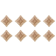 8X Vintage Unpainted Wood Carved Corner Onlay Applique Frame Background Home Furniture Wall Cabinet Door Decor