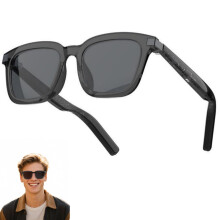 Smart Glasses Bluetooth Sunglasses with Polarized UV Lenses, Noise Reduction Speaker, Voice Control, Wear Detection, Long Battery Life, Unisex Grey