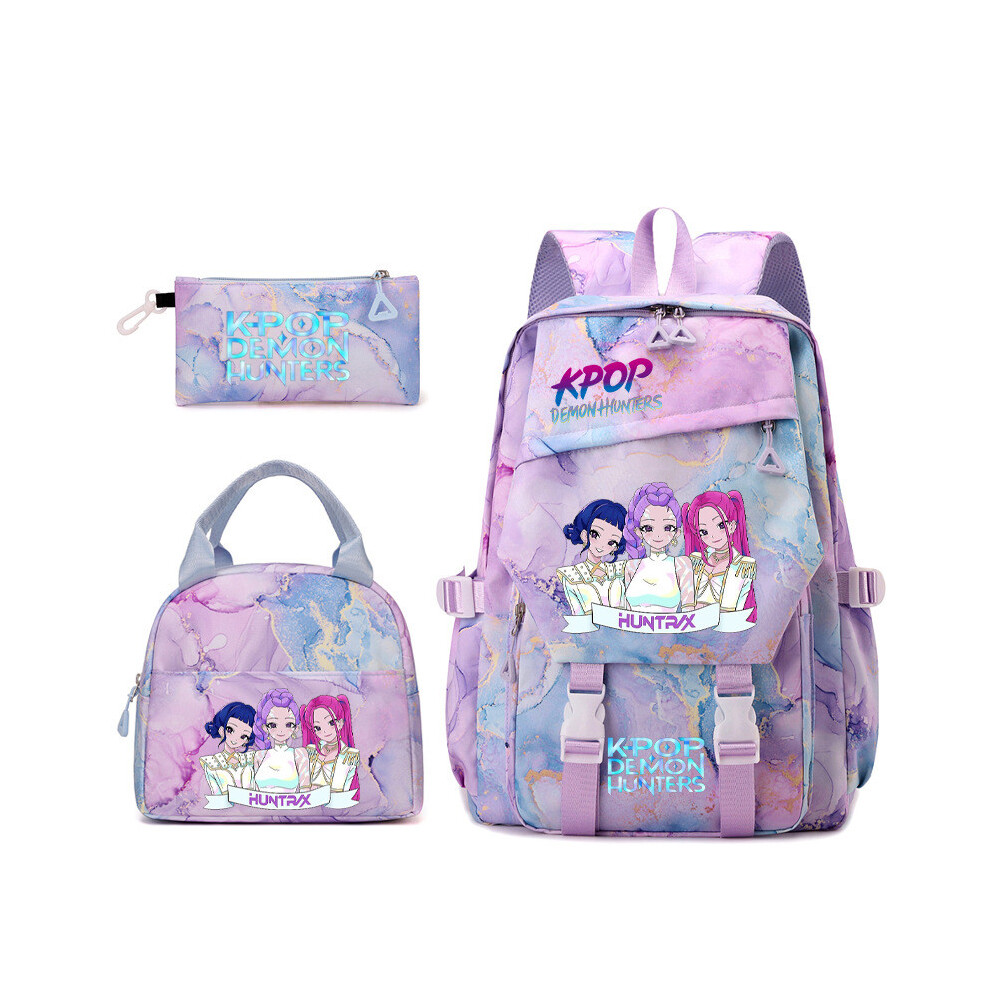 (Style B) Kpop Hunters Demon Student Backpack Lunch Carrier Material Pencil Breathable