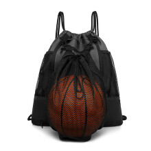 Foldable Basketball Backpack with Double Side Storage, Lightweight Sport Drawstring Bag for Boys Gym