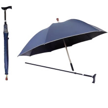 2in1 Walking Stick Umbrella, 5 Level Height Adjustable Cane with Lightweight Aluminum Frame and Ergonomic Grip, Blue 87–96cm