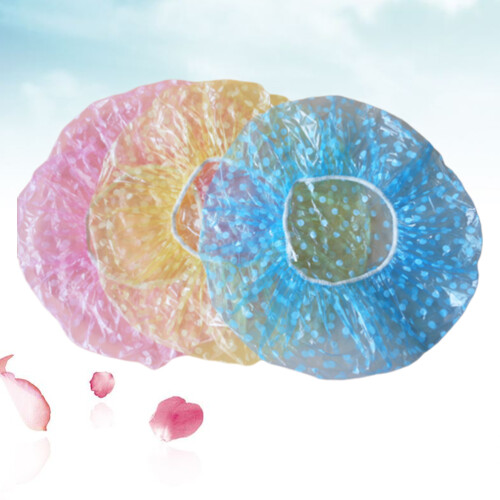 60Pièces Bonnet Jetable Douche Pe Coloré À Pois Protection 1