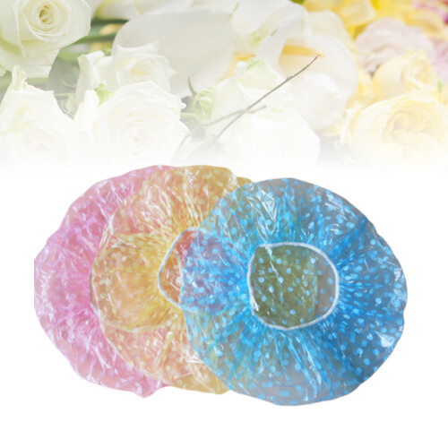 60Pièces Bonnet Jetable Douche Pe Coloré À Pois Protection 2