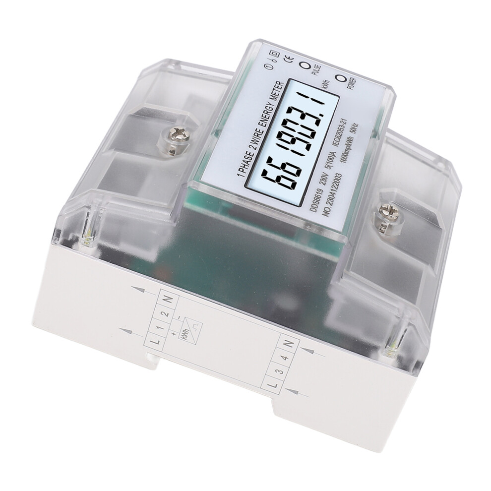 Digital Energy Meter 1 Phase 2 Wire Lcd Backlight 230Vac 5(100)A 6951388777067