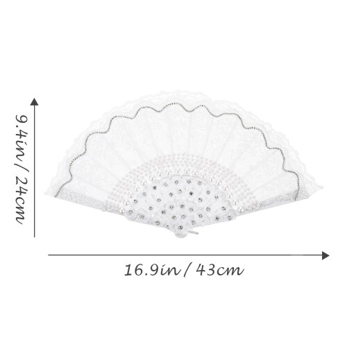 Handmade White Lace Fan Foldable Fan for Decorative Use 1