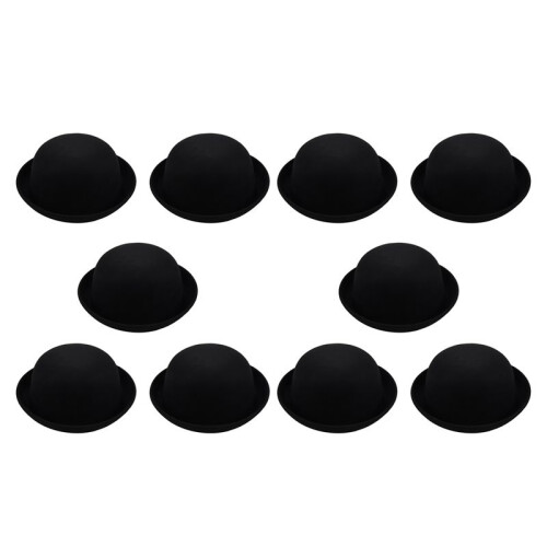 10Piece Melon Bowler Hat Hat Bowler Hat Bowler Hat  Hat Chaplin Hat Riding Hat (Black)