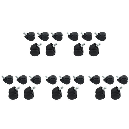 50mm Roues de Roulettes de Chaise de Bureau - Ensemble de 25 - Noir