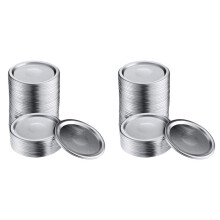 100 Pcs Wide Mouth 86 mm Jar Canning Lids, Reusable Leak Proof Split-Type Silver Lids with Silicone Seals Rings