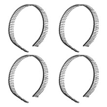 4X Metal Teeth Comb Hairband Hair Hoop Headband Black for Woman