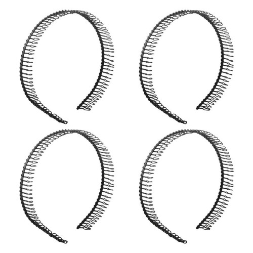 4X Cerchietto In Metallo Dentato Nero per Donna 1