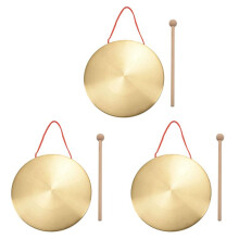 3pcs 22cm Hand Gong Brass Copper Chapel Opera Percussion with Round Hammer