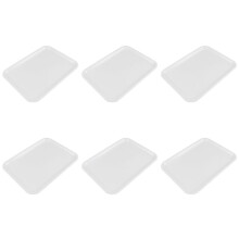 6pcs 10 Inch Long Rectangle Shape Serving Tray Made of Plastic White