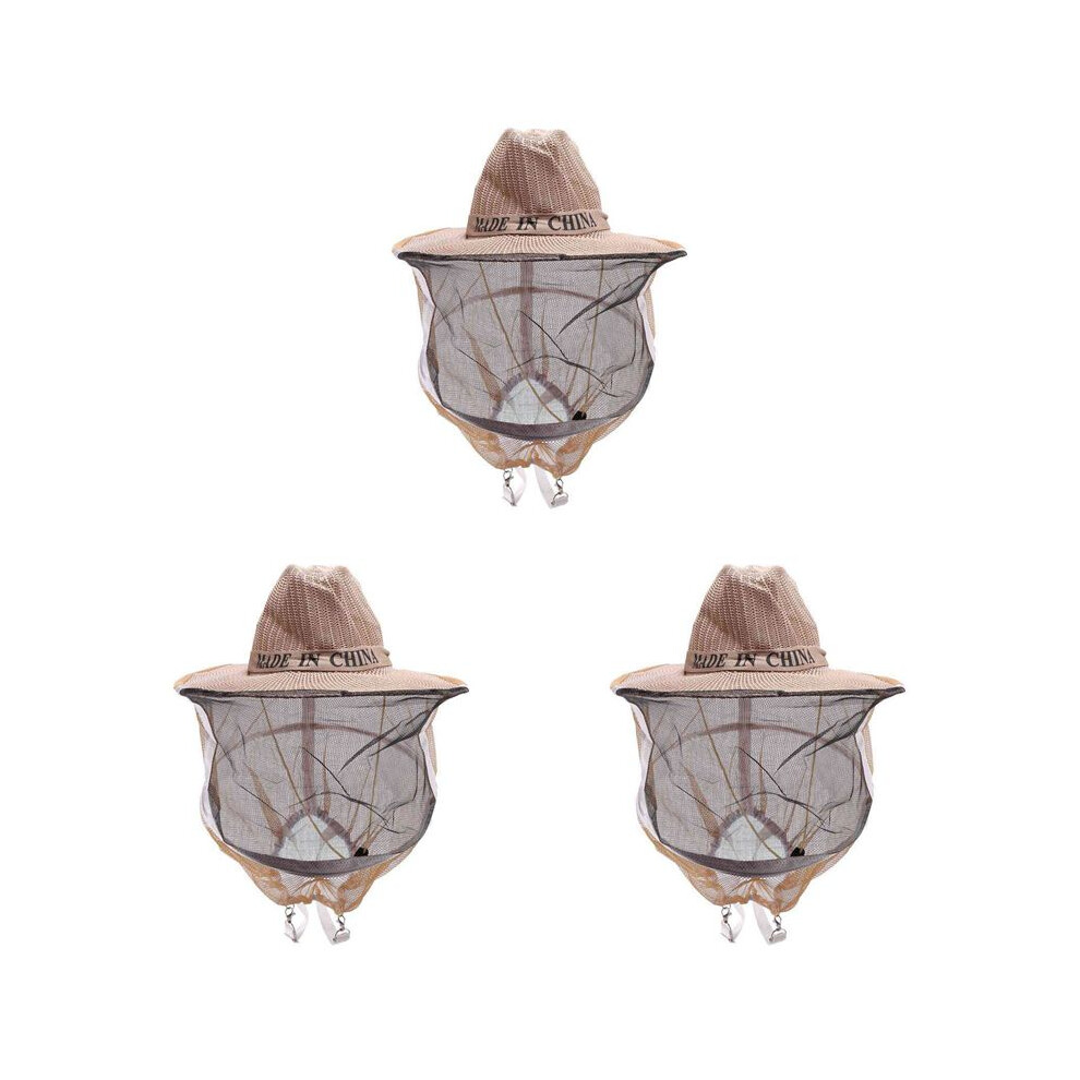 3 Pcs Anti Bee Hat Beehive Beekeeping Cowboy Hat Mosquito Bee Insect Net   Face Protector Beekeeper Equipment