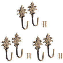 6pcs Vintage Maple Leaves Curtain Tieback Tassel Hooks Door Wall Hook Bronze