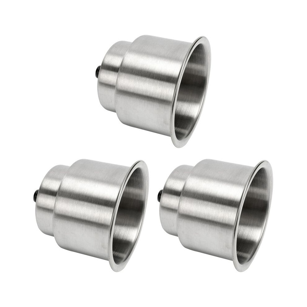3X Stainless Steel Cup Drink Holder Brushed with Drain Marine Boat Rv