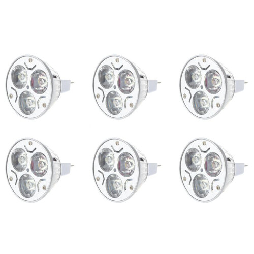 6X MR16 GU5.3 12V Cool White Light Bulb 3x1W