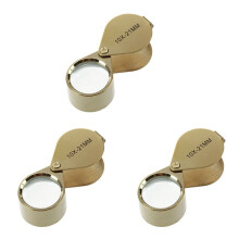 3Stück 10X-21 mm Fach Uhrmacher Lupe Vergroeueerungsglas Handlupe Juwelier Taschenlupe Gold