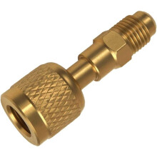 R32 R454B Brass Adapter, 1/4 Inch Female to 1/4 Inch Male Reverse Thread, for R-454B/R-32 Tanks