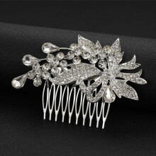 (2) Bridal Rhinestone Hair Comb with Leaf & Butterfly