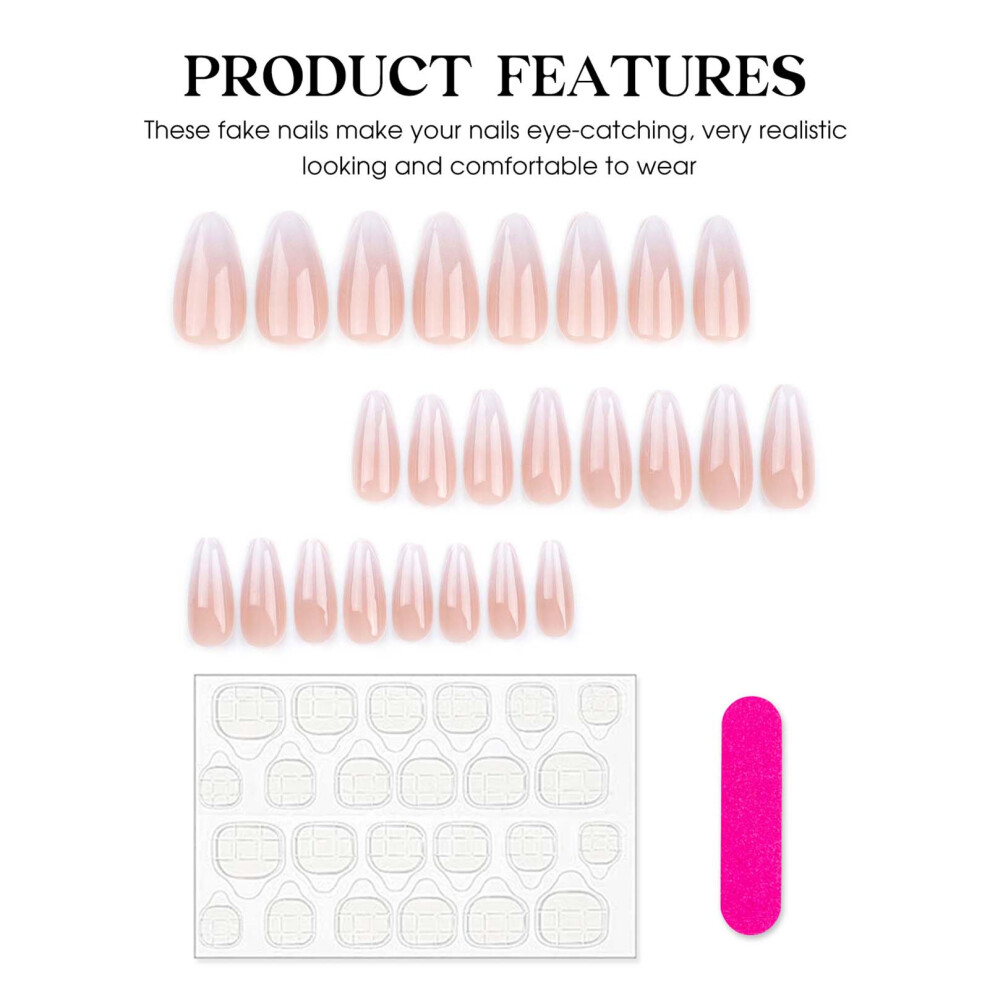 Zhouq-Outdoors Short Almond Press-On Nails, French Style Diy Manicure
