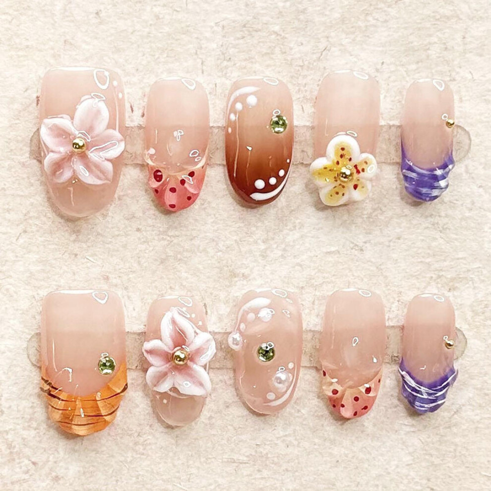 Phui-Pet-Supplies (Xs) Flower Press-On Nails, Long-Lasting & Waterproof