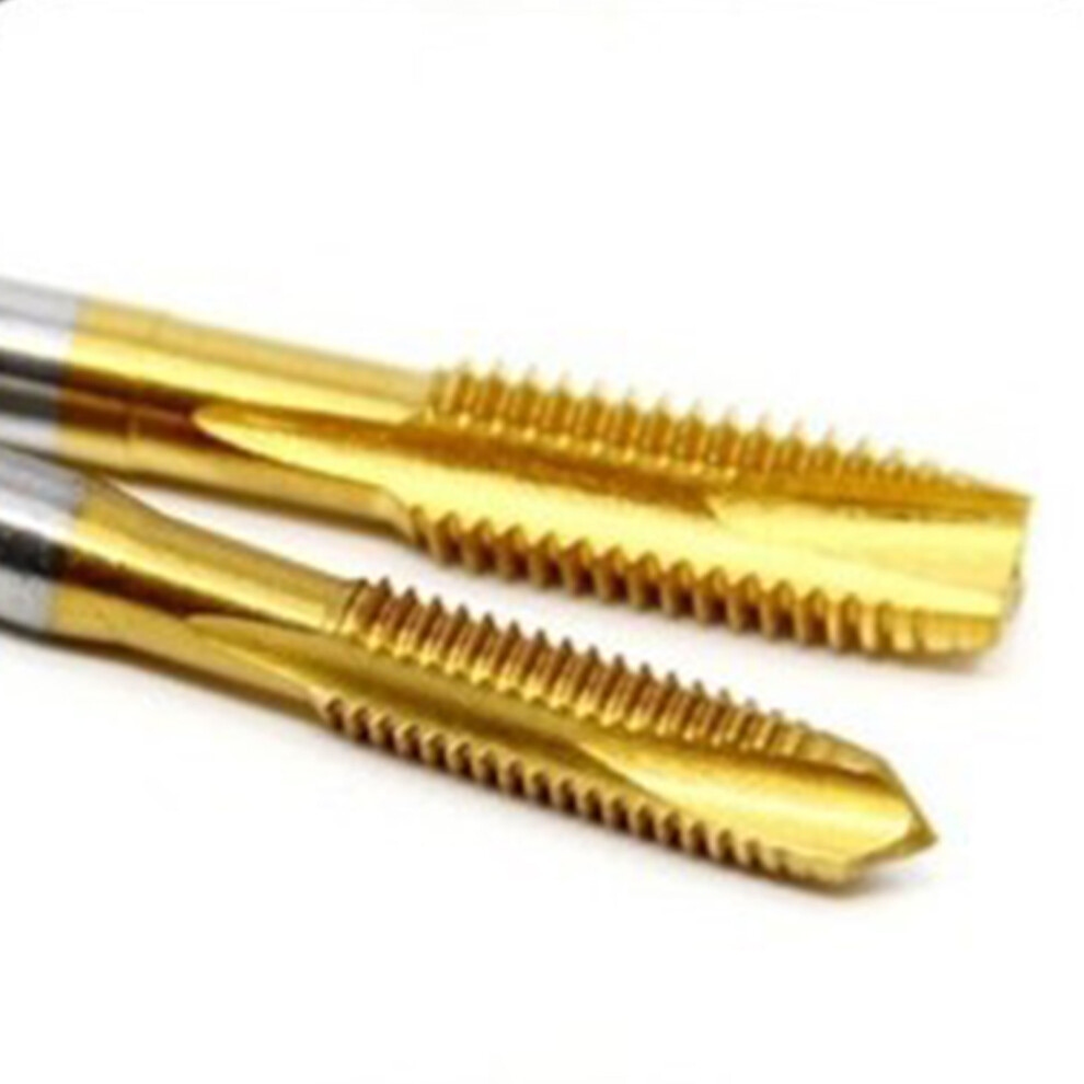 (Taper M3 To M12 7Pcs) Titanium-Coated Hss Spiral Tap Set For Machines 6434023426402