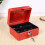 (red) Fireproof Metal Lock Box for Home & Car 1