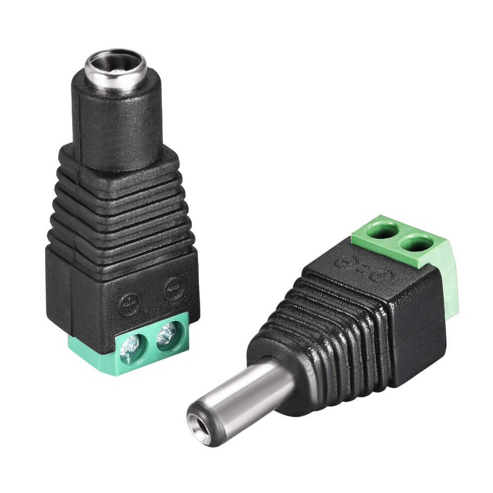 10 Pairs 5.5X2.1mm Dc Power Jack Plug Adapter Connector For Led Strip And Cctv Camera, Black 9073542682219