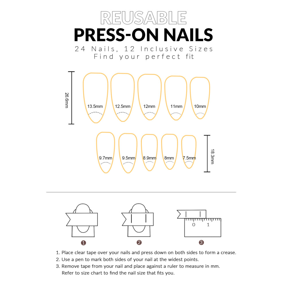 Hue-Grain 24Pcs Glitter Press-On Nails W/ Gold Bow