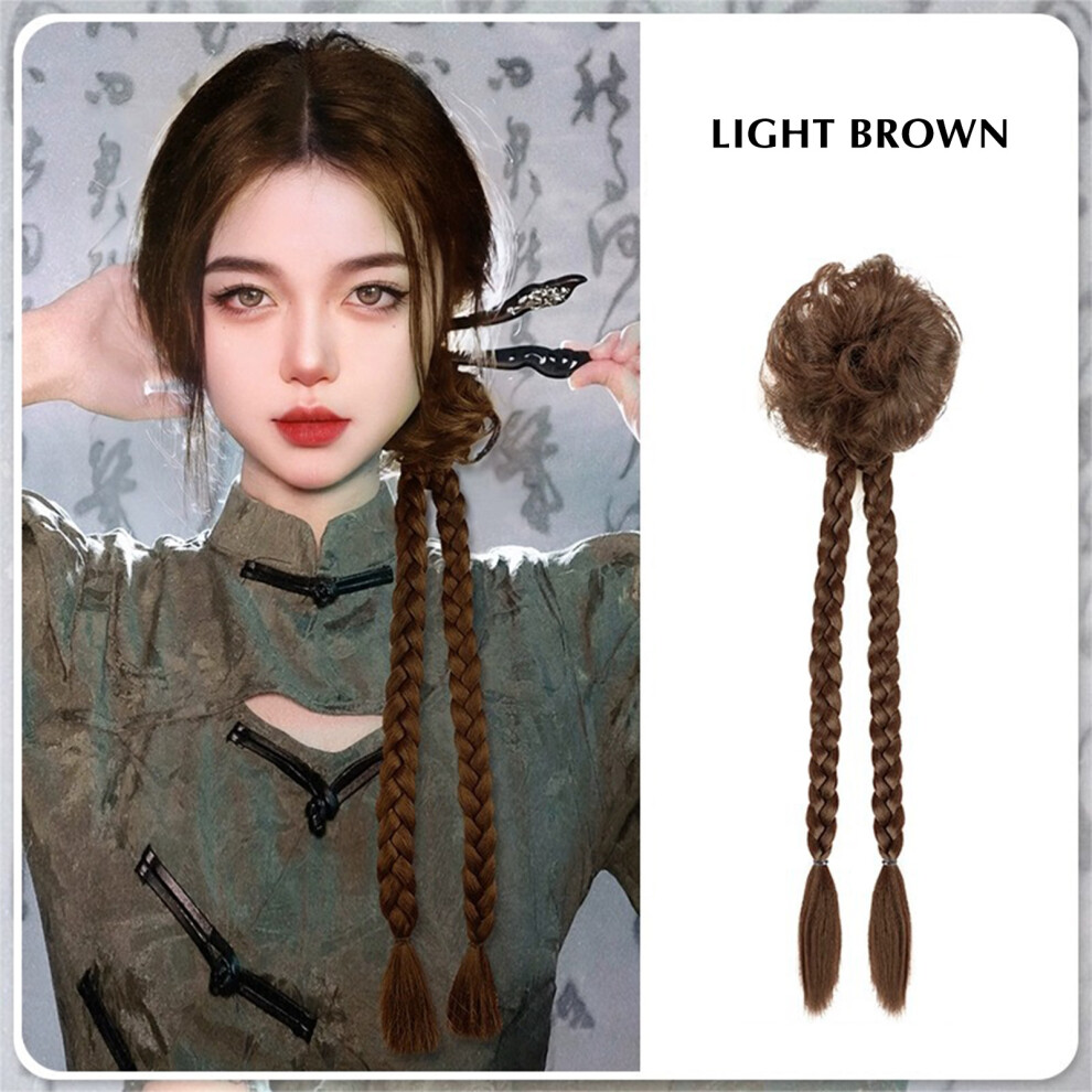 Dachuang Beauty Unisex Brown (Light ) Women\'S Double Braid Ponytail Wig With Clip