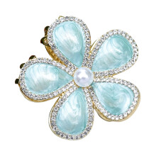 (Sky Blue) Rhinestone Flower Hair Clips for All Hair Types