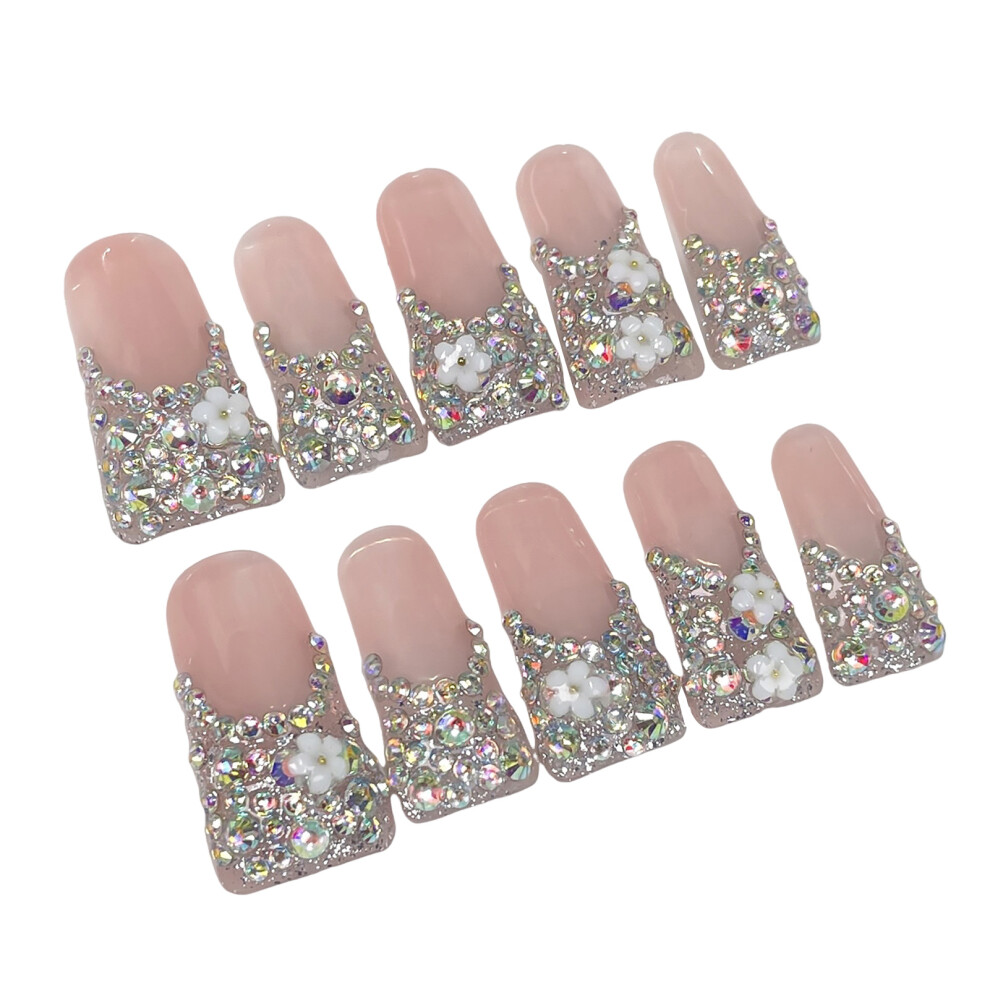 Dachuang Beauty (L) Glitter French Tip Press-On Nails For Stage Wear
