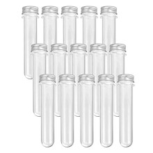 15 Tubes à Essai en Plastique Transparent de 100 Ml avec Bouchons à Vis et 1 Brosse de Nettoyage - Tubes à Bonbons Gumball pour FêTe de Mariage