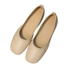 (Creamy White, 37) Women\'s Ballet Flats - Soft PU Leather Slip-On Shoes