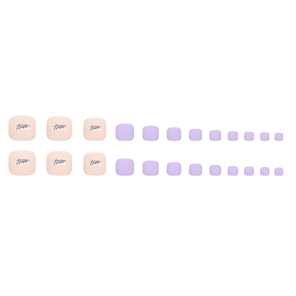 Hue-Grain Purple Matte Press-On Toenails, Durable & Comfortable