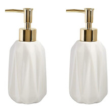 2X Ceramic Soap Dispenser 10 Oz Hand Soap Dispenser with Pump Refillable Liquid Dish Soap and Lotion for Bathroom(White)