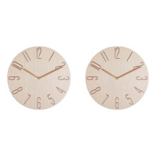 2X Simple Wall Clock 12 Inch Living Room Home Wall Clock Clock Watch Fashion Bedroom Wall Clock-Beige