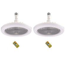 2X Ventilatore da Soffitto con Telecomando e Luce 30W LED Fan Fan Silent Ventilatore da Soffitto Convertitore E27 Base Grigio