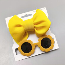 (Yellow) Baby Headbands & Sunglasses Set for Newborns