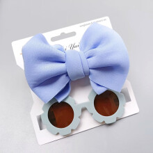 (Blue) Baby Headbands & Sunglasses Set for Newborns