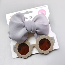 (Gray) Baby Headbands & Sunglasses Set for Newborns