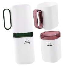 2pcs Travel Toothbrush Case with 2 in 1 Cup Design Durable Hard Shell for Camping and School