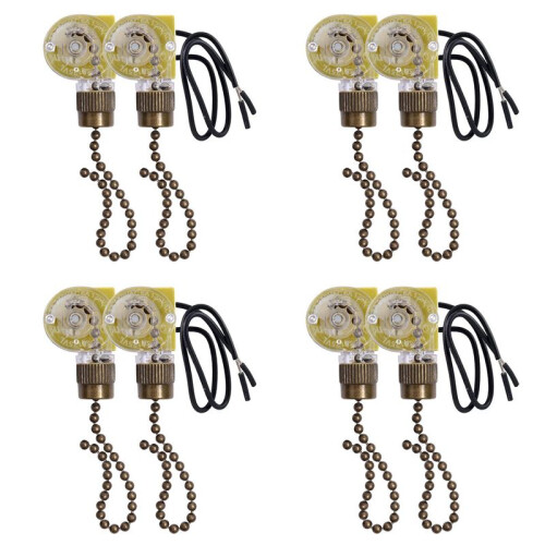 Ceiling Fan Light  Zing Ear ZE-109 Two-Wire Light  with Pull Cords for Ceiling Light Fans Lamps 8Pcs Bronze