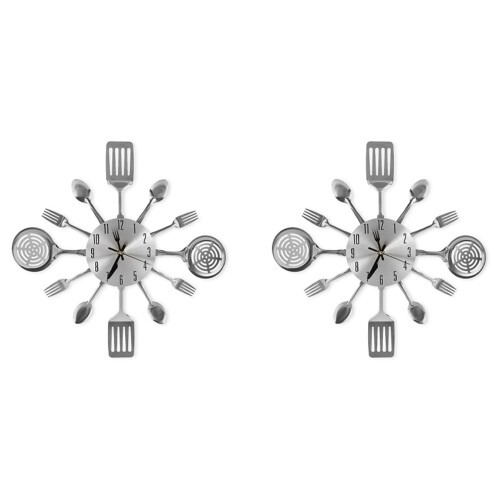 2X Large Kitchen Wall Clocks with Spoons and Forks,Great Home Decor and Nice Gifts,Wall Clock Tableware Wall Clock