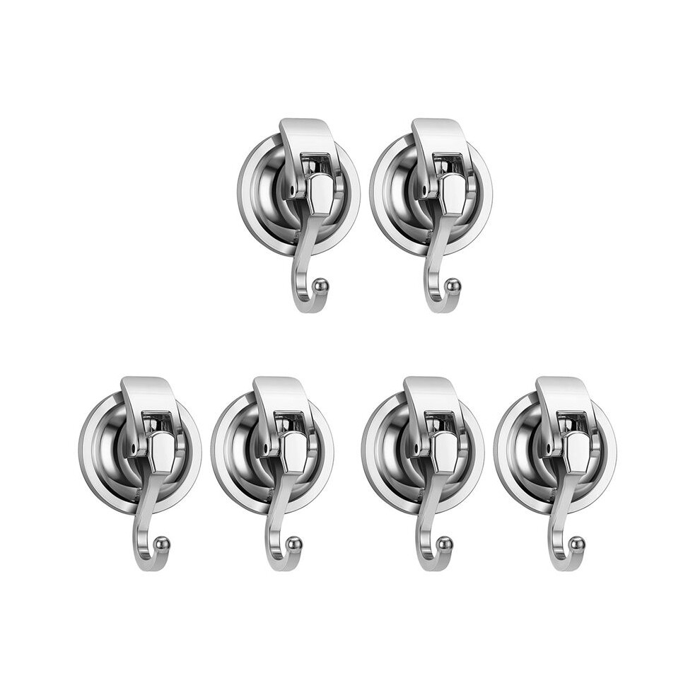 6Pack Heavy Duty Vacuum Suction Cup Wreath Hanger Silver-Plated Plished Hooks Reusable Without Punching For Towel 4711975933977