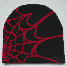 (Black Background And Red Line) Winter Knit Beanie - Soft Slouchy Warm Cap for Cold Weather