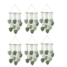 6X Leaf Macrame Wall Hanging Boho Room Home Decor Woven Aesthetic Wall Home Room Wedding Decoration Green