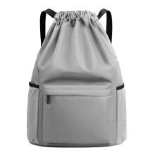 Taschenrucksack mit Kordelzug, Wasserdichter Rucksack, Reisetasche mit Kordelzug, Fitness-Sporttasche für Damen und Herren, Grau